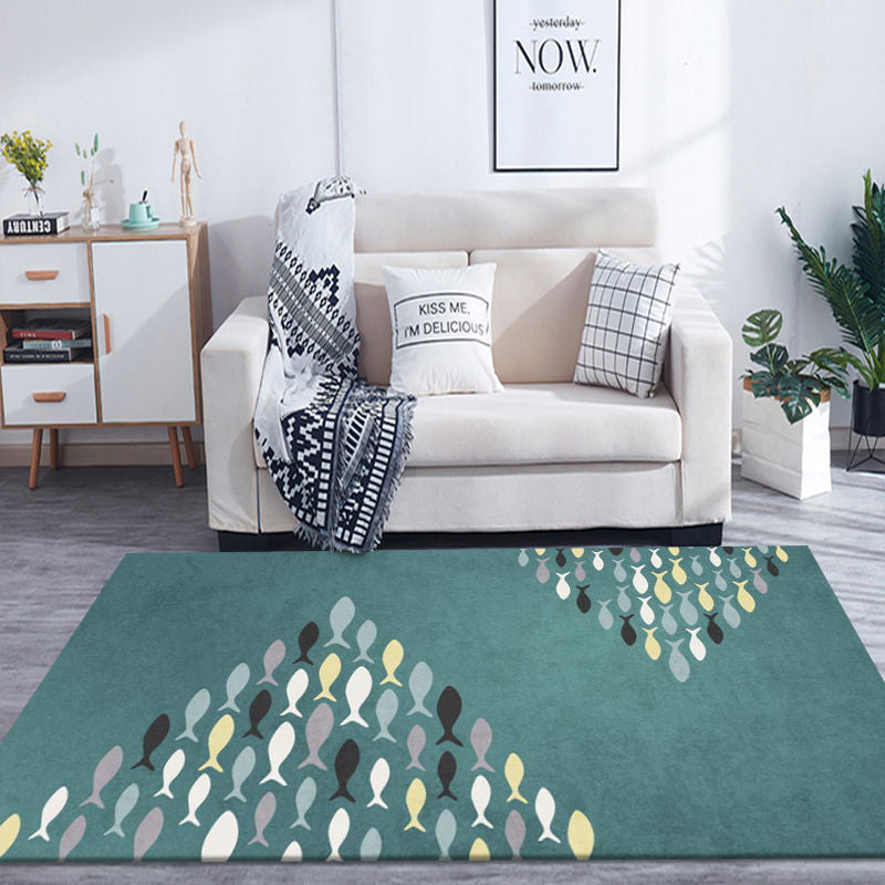 Sky Blue Modern Rug Polyester Grafisch Tapijten Niet-slip achterste tapijt voor thuisdecoratie