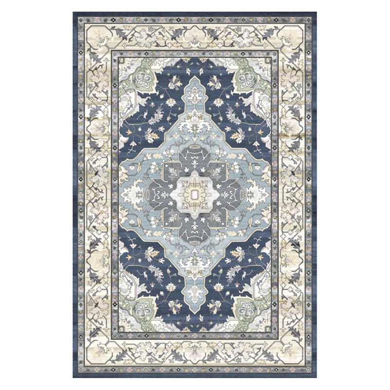 Traditional Living Room Carpet Antique Pattern Polyester Area Rug Stain Resistant Area Rug