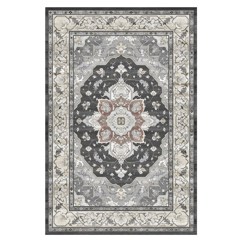 Traditional Living Room Carpet Antique Pattern Polyester Area Rug Stain Resistant Area Rug