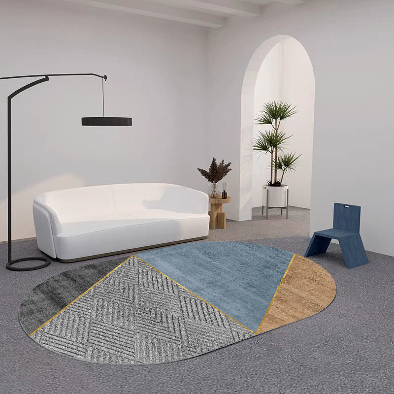 Modern Living Room Carpet Color Block Polyester Area Rug Stain Resistant Area Rug