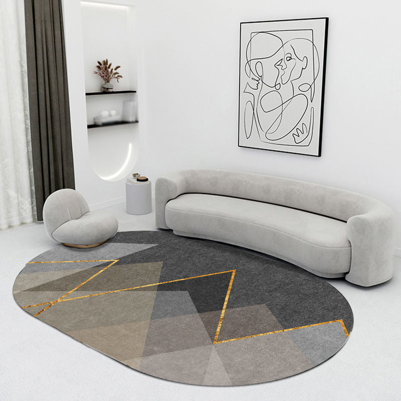 Modern Living Room Carpet Color Block Polyester Area Rug Stain Resistant Area Rug