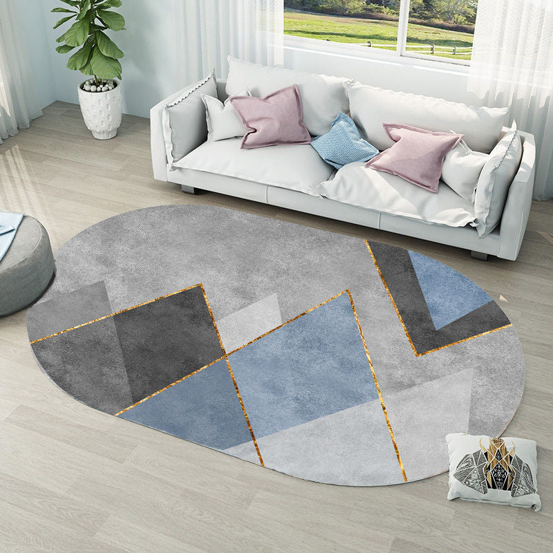 Modern Living Room Carpet Color Block Polyester Area Rug Stain Resistant Area Rug