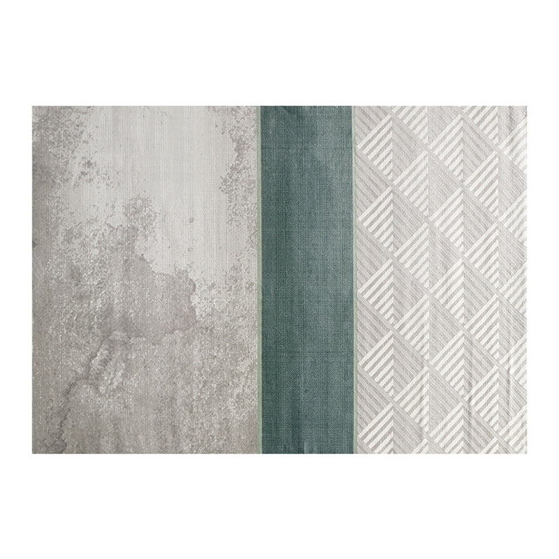 Green Living Room Area Carpet Color-Blcked Polyester Area Rug Stain Resistant Rug