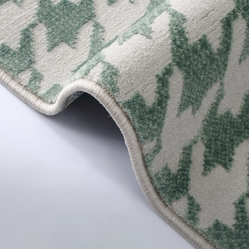 Green Living Room Area Carpet Color-Blcked Polyester Area Rug Stain Resistant Rug