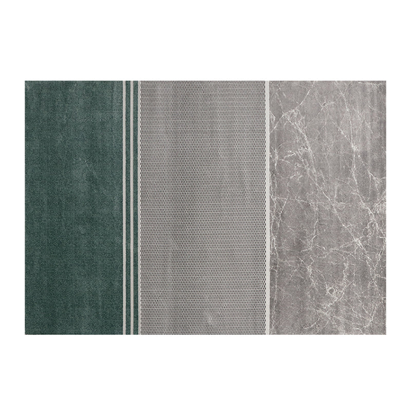 Green Living Room Area Carpet Color-Blcked Polyester Area Rug Stain Resistant Rug