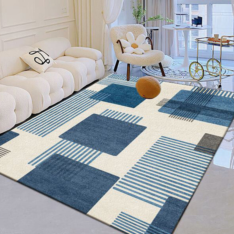 Blauw modern tapijt kleurblok polyester gebied tapijt vlekbestendig vloerkleed voor woningdecoratie