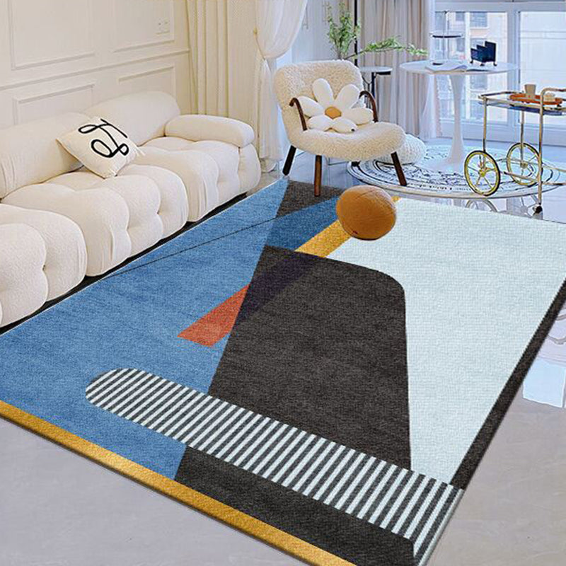 Blauw modern tapijt kleurblok polyester gebied tapijt vlekbestendig vloerkleed voor woningdecoratie