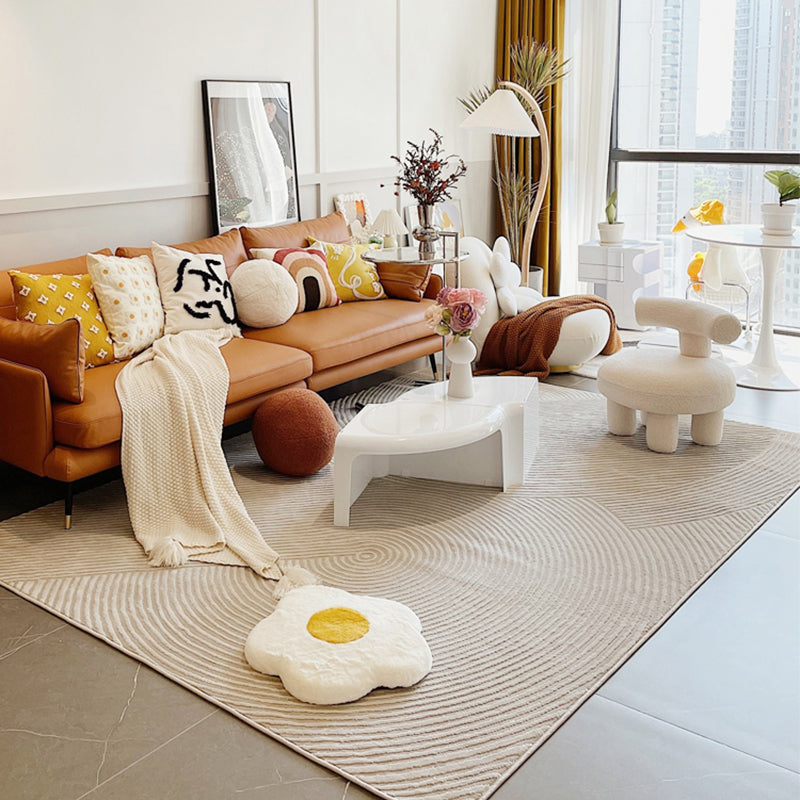 Light Gray Industrial Rug Blended Stripe Rug Stain Resistant Rug for Living Room