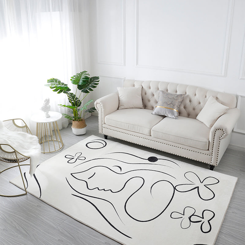 Wit Modern Tapsel Blending Bloem Tapijt Non-slip achterste tapijt voor woningdecoratie