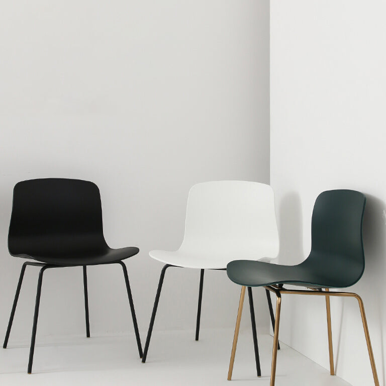 Sillas de comedor de metal contemporáneo, sillas sin brazos, sillas de comedor de plástico para restaurante