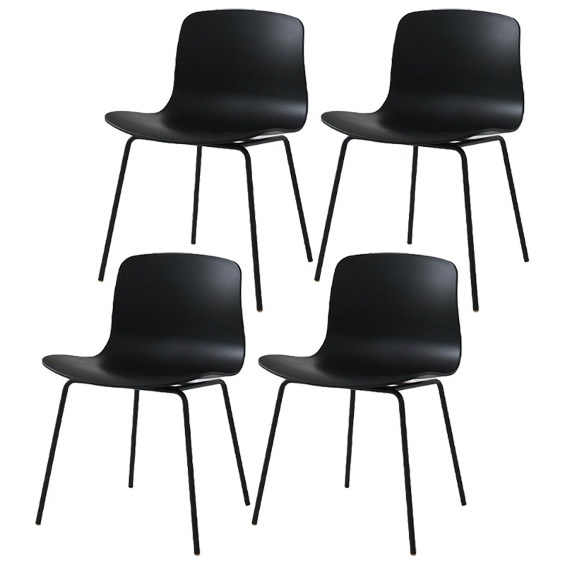 Sillas de comedor de metal contemporáneo, sillas sin brazos, sillas de comedor de plástico para restaurante