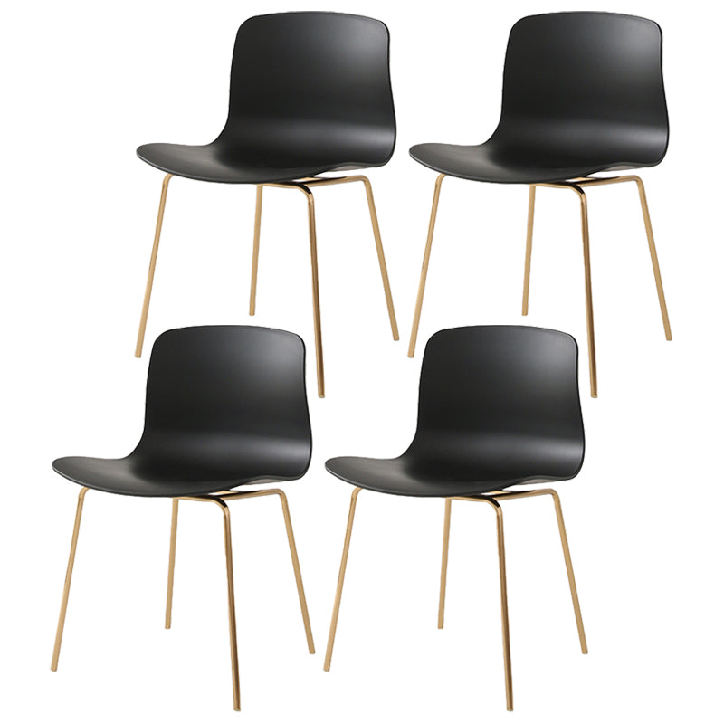Sillas de comedor de metal contemporáneo, sillas sin brazos, sillas de comedor de plástico para restaurante