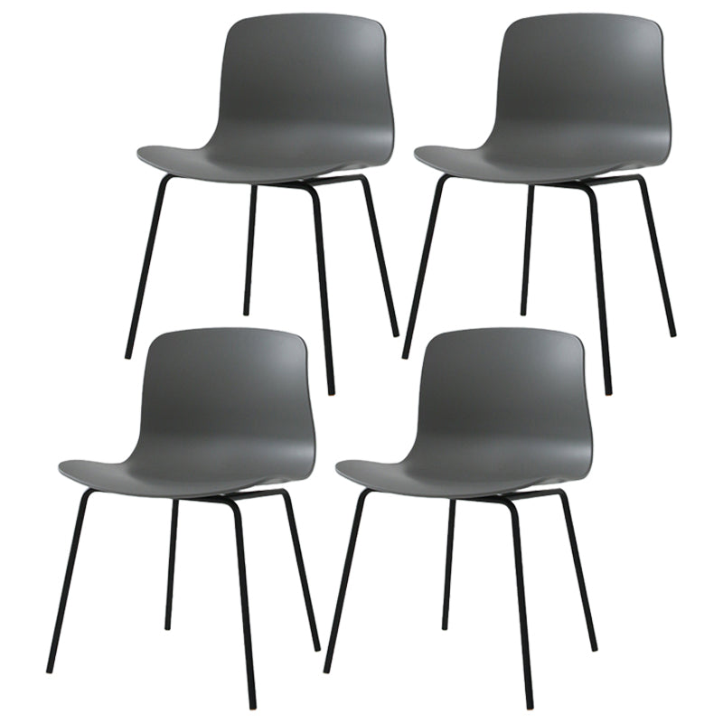 Sillas de comedor de metal contemporáneo, sillas sin brazos, sillas de comedor de plástico para restaurante