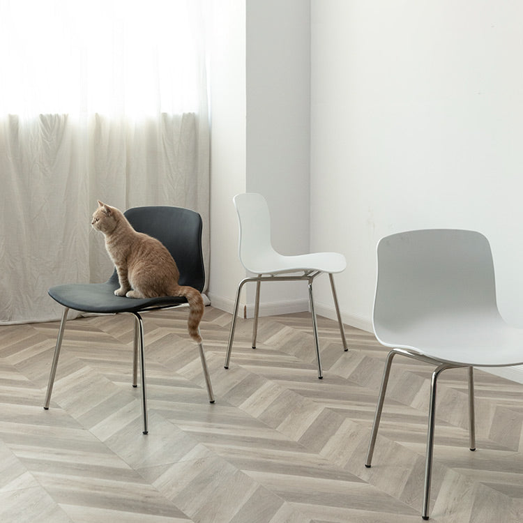 Sillas de comedor de metal contemporáneo, sillas sin brazos, sillas de comedor de plástico para restaurante