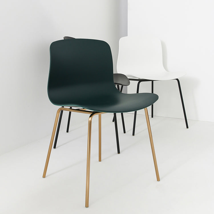 Sillas de comedor de metal contemporáneo, sillas sin brazos, sillas de comedor de plástico para restaurante