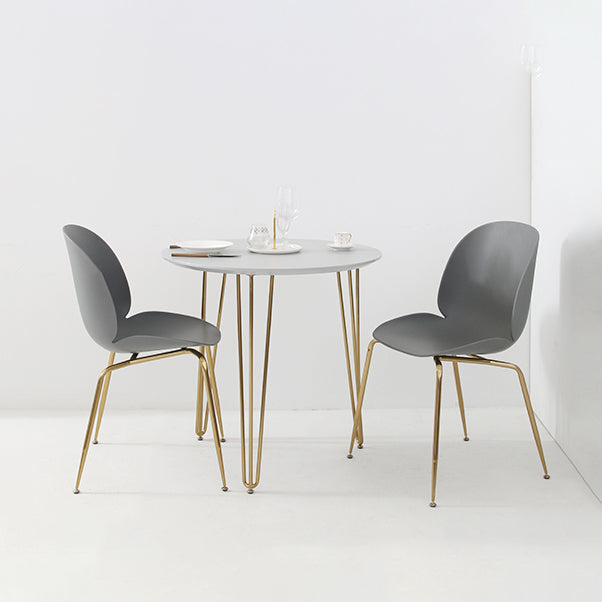 Sillas de comedor de metal contemporáneo, sillas sin brazos, sillas de comedor de plástico para restaurante