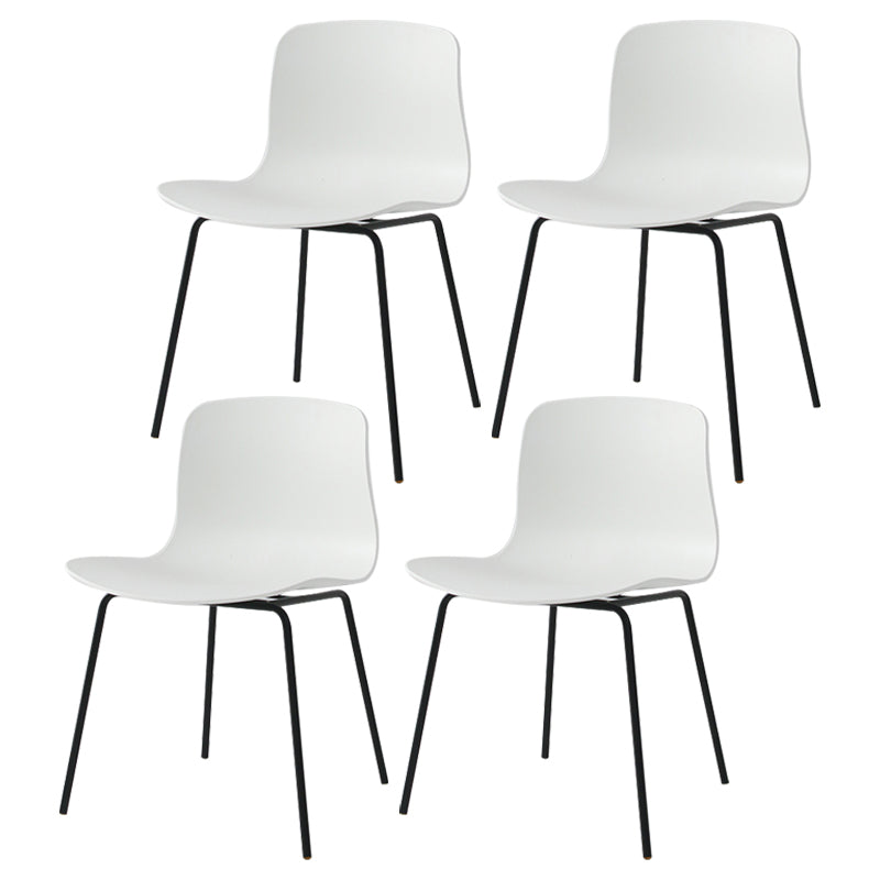 Sillas de comedor de metal contemporáneo, sillas sin brazos, sillas de comedor de plástico para restaurante