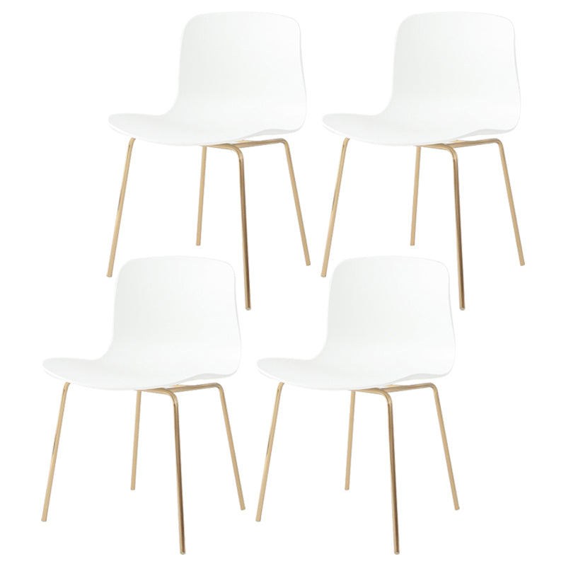 Sillas de comedor de metal contemporáneo, sillas sin brazos, sillas de comedor de plástico para restaurante