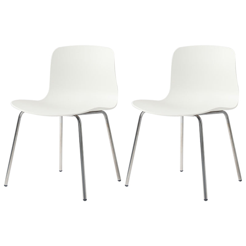 Sillas de comedor de metal contemporáneo, sillas sin brazos, sillas de comedor de plástico para restaurante