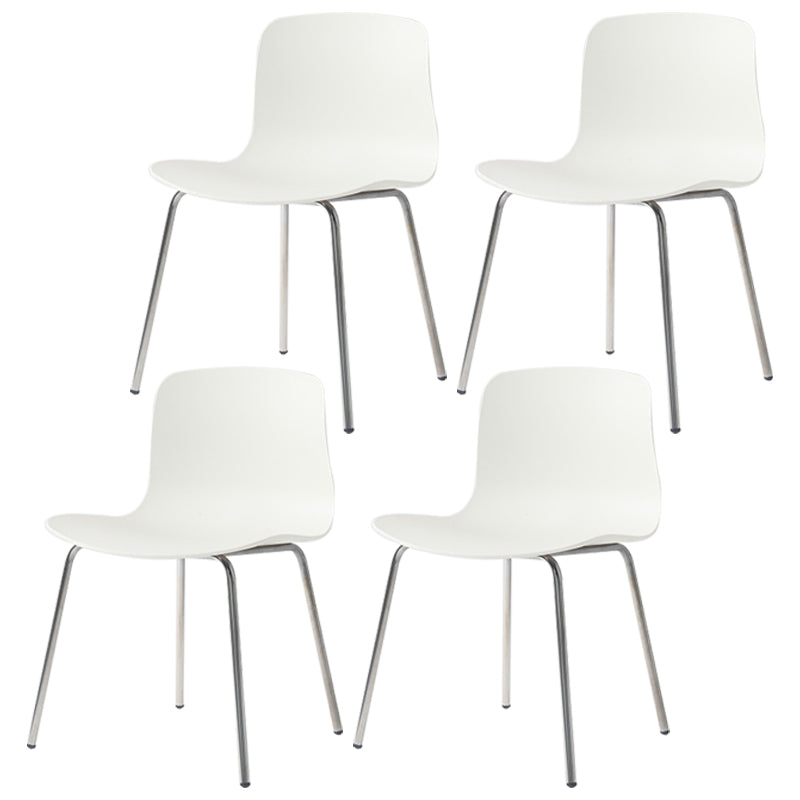 Sillas de comedor de metal contemporáneo, sillas sin brazos, sillas de comedor de plástico para restaurante