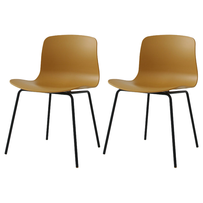 Sillas de comedor de metal contemporáneo, sillas sin brazos, sillas de comedor de plástico para restaurante