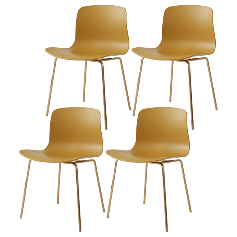 Sillas de comedor de metal contemporáneo, sillas sin brazos, sillas de comedor de plástico para restaurante