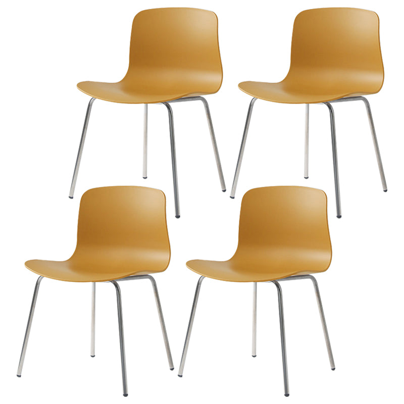 Sillas de comedor de metal contemporáneo, sillas sin brazos, sillas de comedor de plástico para restaurante
