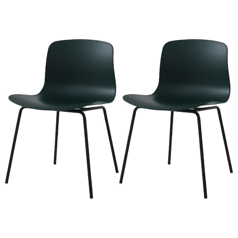 Sillas de comedor de metal contemporáneo, sillas sin brazos, sillas de comedor de plástico para restaurante