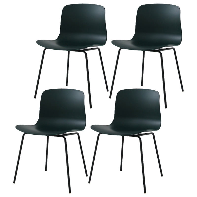 Sillas de comedor de metal contemporáneo, sillas sin brazos, sillas de comedor de plástico para restaurante