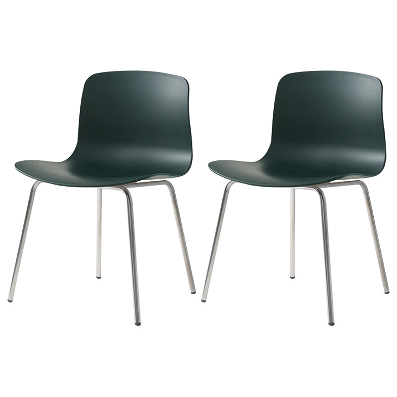 Sillas de comedor de metal contemporáneo, sillas sin brazos, sillas de comedor de plástico para restaurante