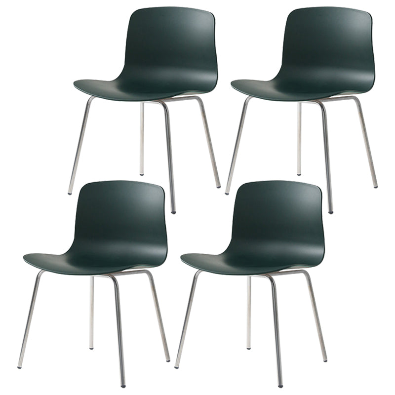 Sillas de comedor de metal contemporáneo, sillas sin brazos, sillas de comedor de plástico para restaurante