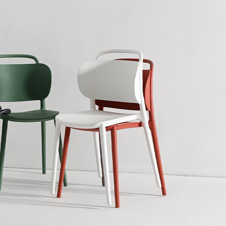Sillas de comedor de plástico contemporáneas, silla sin brazos con respaldo abierto (juego de 2)