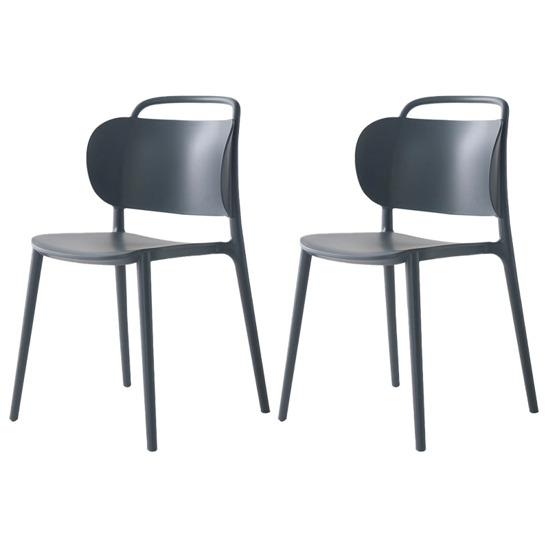Sillas de comedor de plástico contemporáneas, silla sin brazos con respaldo abierto (juego de 2)