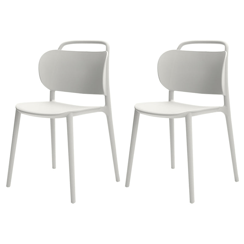 Sillas de comedor de plástico contemporáneas, silla sin brazos con respaldo abierto (juego de 2)