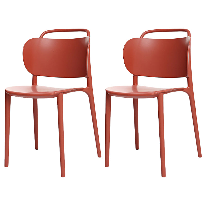 Sillas de comedor de plástico contemporáneas, silla sin brazos con respaldo abierto (juego de 2)