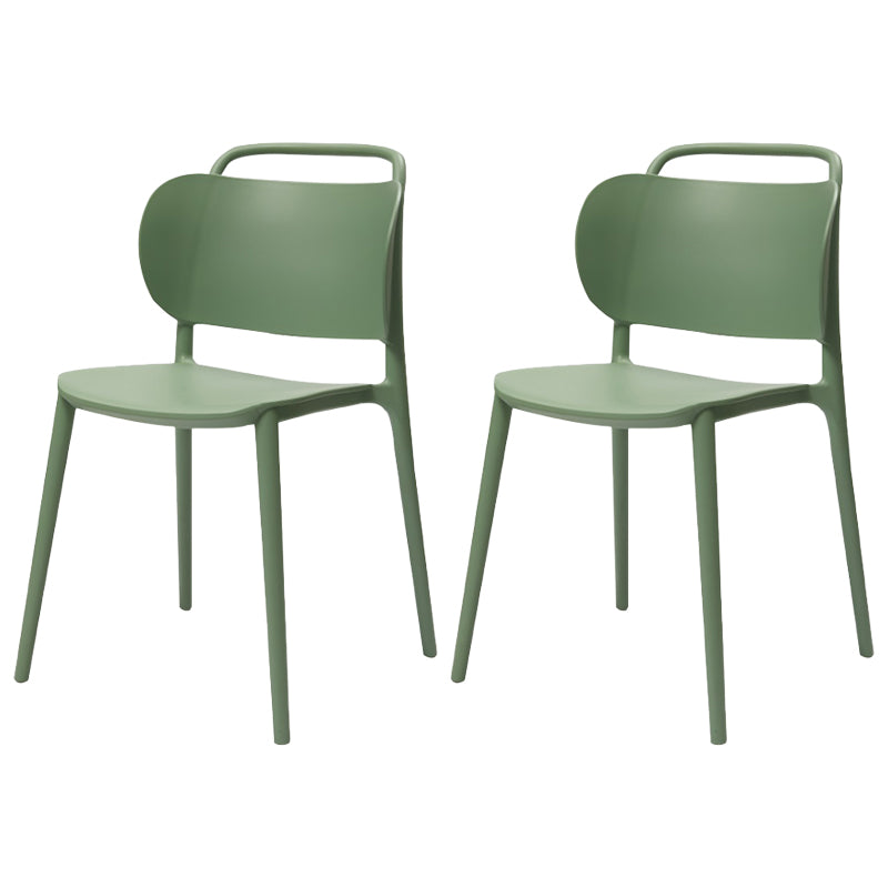 Sillas de comedor de plástico contemporáneas, silla sin brazos con respaldo abierto (juego de 2)