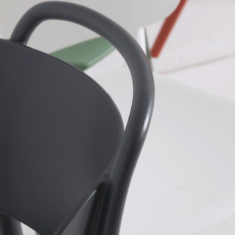 Sillas de comedor de plástico contemporáneas, silla sin brazos con respaldo abierto (juego de 2)