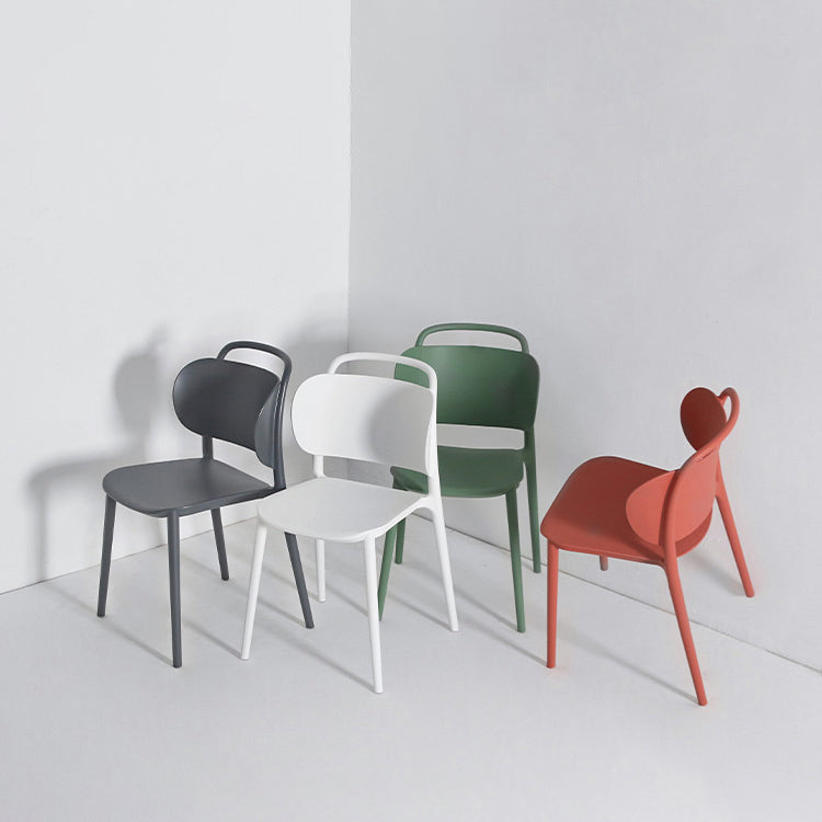 Sillas de comedor de plástico contemporáneas, silla sin brazos con respaldo abierto (juego de 2)