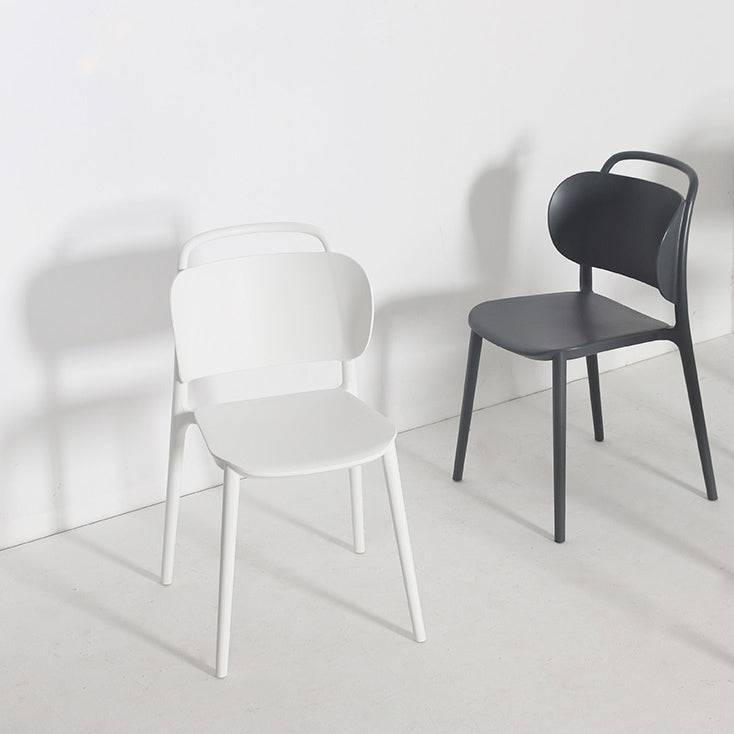 Sillas de comedor de plástico contemporáneas, silla sin brazos con respaldo abierto (juego de 2)