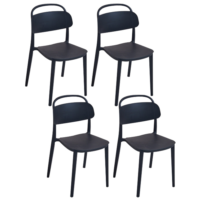 Chaise scandinave en plastique empilable à dossier ouvert au fini mat (Ensemble de 4)