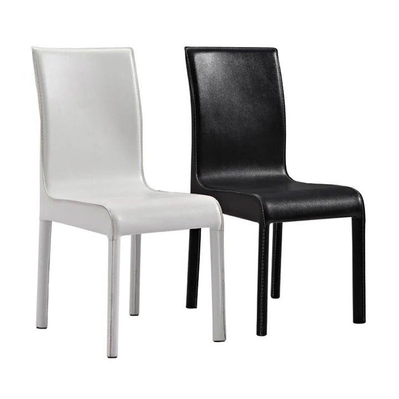 Silla auxiliar de cuero para restaurante contemporáneo, silla de comedor con respaldo sólido (juego de 2)