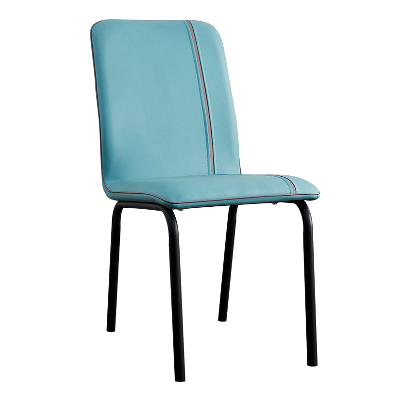 Silla lateral de comedor de metal contemporáneo, silla sin brazos con respaldo sólido