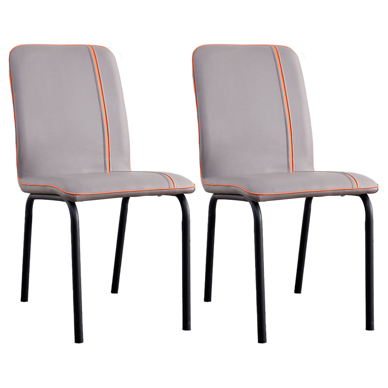 Silla lateral de comedor de metal contemporáneo, silla sin brazos con respaldo sólido