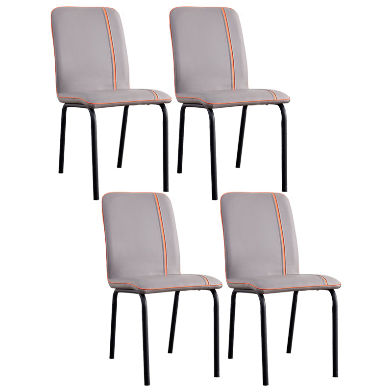 Silla lateral de comedor de metal contemporáneo, silla sin brazos con respaldo sólido