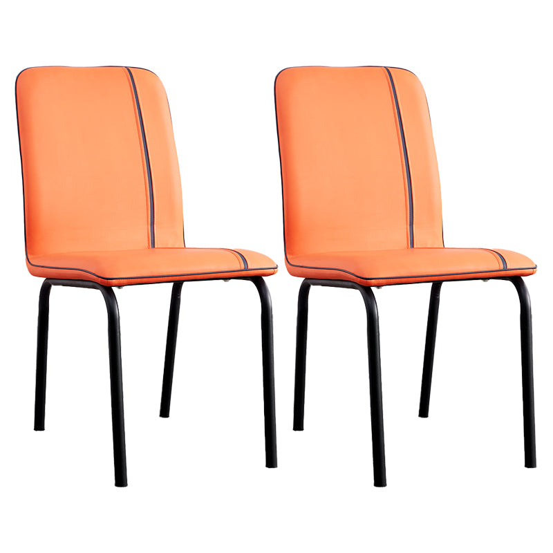 Silla lateral de comedor de metal contemporáneo, silla sin brazos con respaldo sólido