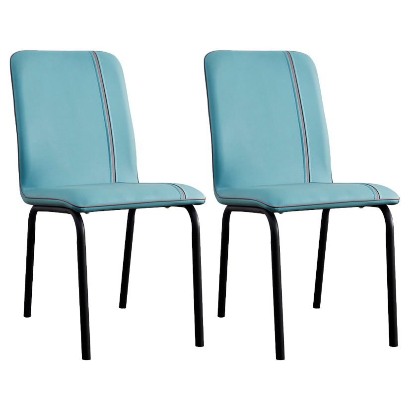 Silla lateral de comedor de metal contemporáneo, silla sin brazos con respaldo sólido