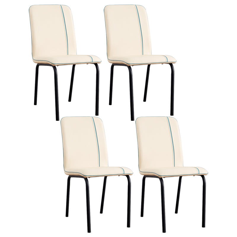 Silla lateral de comedor de metal contemporáneo, silla sin brazos con respaldo sólido