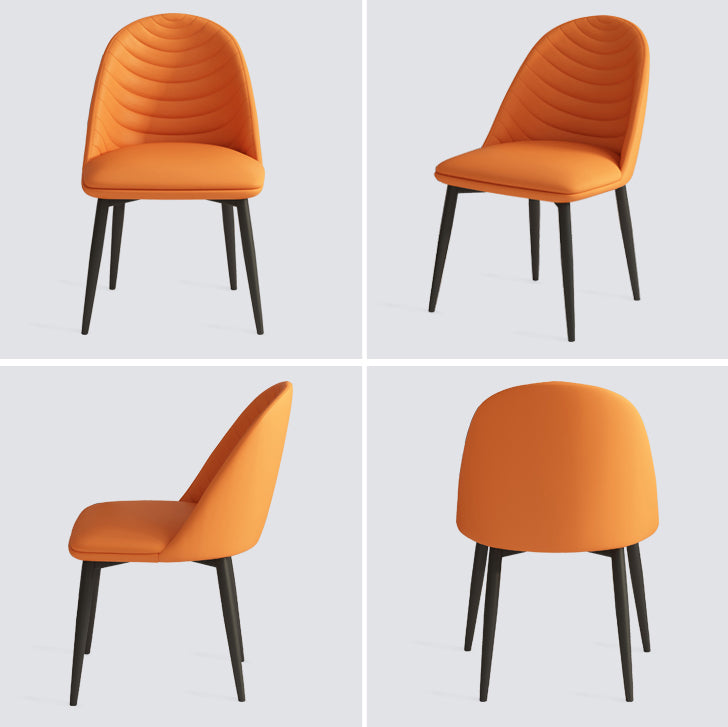Sillas de comedor de metal contemporáneas tapizadas sin brazos, sillas de cuero para uso doméstico