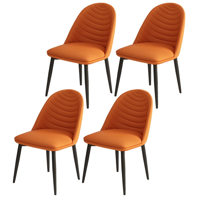 Sillas de comedor de metal contemporáneas tapizadas sin brazos, sillas de cuero para uso doméstico