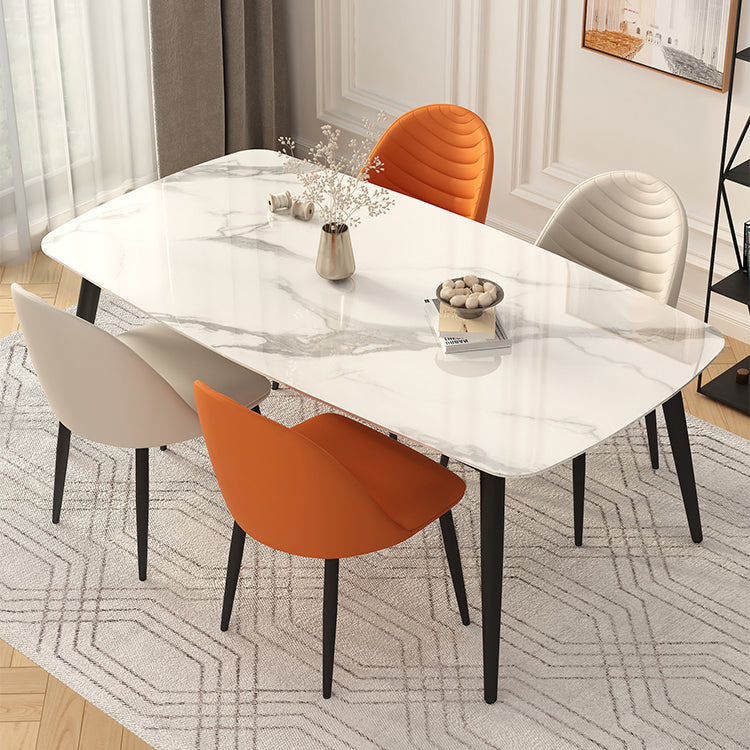Sillas de comedor de metal contemporáneas tapizadas sin brazos, sillas de cuero para uso doméstico